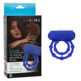 CalExotics 10 Bead Maximus Blue Silicone Dual Cock Ring USB Rechargeable Erection Enhancer Sex Toy