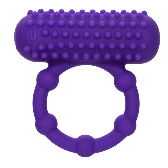CalExotics 5 Bead Maximus Purple Silicone Cock Ring Rechargeable Vibrating Erection Enhancer Sex Toy