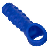 CalExotics Admiral Blue Liquid Silicone Beaded Extension Penis Sleeve Ribbed Cock Sheath