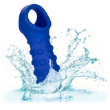 CalExotics Admiral Blue Liquid Silicone Beaded Extension Penis Sleeve Ribbed Cock Sheath