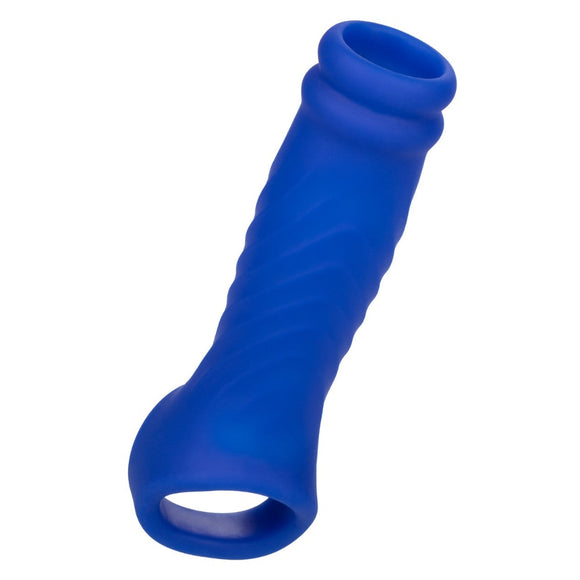 CalExotics Admiral Blue Liquid Silicone Wave Extension Penis Sleeve Ribbed Cock Sheath