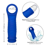 CalExotics Admiral Blue Liquid Silicone Wave Extension Penis Sleeve Ribbed Cock Sheath