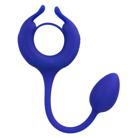 CalExotics Admiral Plug & Play Blue Silicone Cock Ring Vibrator Weighted Anal Egg Probe USB Sex Toy
