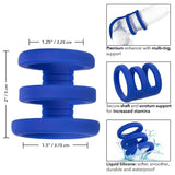 CalExotics Admiral Triple Ring Cock Cage Soft Blue Silicone Penis Erection Orgasm Enhancer