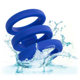 CalExotics Admiral Triple Ring Cock Cage Soft Blue Silicone Penis Erection Orgasm Enhancer