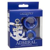 Calexotics Admiral Universal Blue Cock Ring Set 3 Size Reusable Penis Band Erection Aid