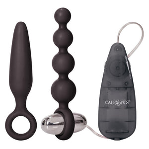 CalExotics Booty Call Vibro Butt Plug Vibrator Kit Black Anal Probe Beads Bullet Vibe Sex Toy Set