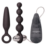 CalExotics Booty Call Vibro Butt Plug Vibrator Kit Black Anal Probe Beads Bullet Vibe Sex Toy Set