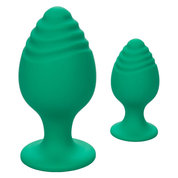 Calexotics Cheeky Green Duo Butt Plug 2 Size Set Anal Training Suction Cup Cute Sex Toy Kit