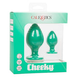 Calexotics Cheeky Green Duo Butt Plug 2 Size Set Anal Training Suction Cup Cute Sex Toy Kit