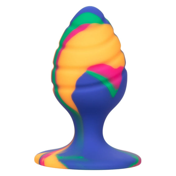 CalExotics Cheeky Swirl Tie Dye Medium Size Butt Plug Groovy Multicolour Silicone Anal Probe Sex Toy