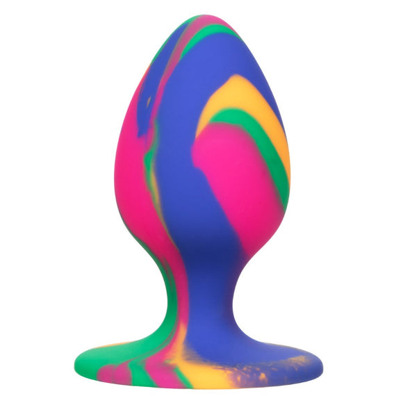 CalExotics Cheeky Tie Dye Medium Size Butt Plug Groovy Multicolour Silicone Anal Play Probe Sex Toy