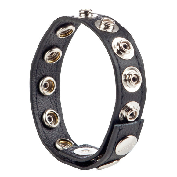 CalExotics Colt Leather Cock and Ball Strap Adjustable 8 Snap Fastening Bondage Ring