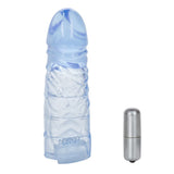 Clear Penis Sleeve Up Extension Ribbed Bullet Vibe Cock Cage Sheath Couples Tickler