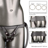 CalExotics Her Royal Harness Crotchless Strap-On Dildo G-Spot Probe Sensual 3 Ring Set Couples Sex Toy