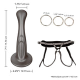 CalExotics Her Royal Harness Crotchless Strap-On Dildo G-Spot Probe Sensual 3 Ring Set Couples Sex Toy