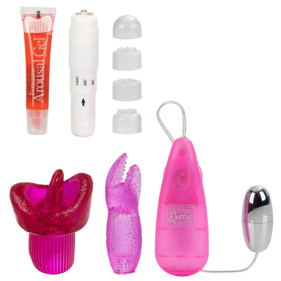 CalExotics Hers Clit Kit Womens Clitoral Massager Egg Vibrator Tongue Sleeve Stimulation Sex Toy Set