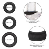 CalExotics Link Up Ultra Soft Supreme Cock Ring Set Black Silicone 3 Size Penis Bands Mens Erection Aid