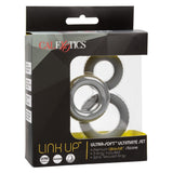 CalExotics Link Up Ultimate Cock Ring Set Ultra Soft Spiral Grey Silicone 3 Size Penis Bands Erection Aid