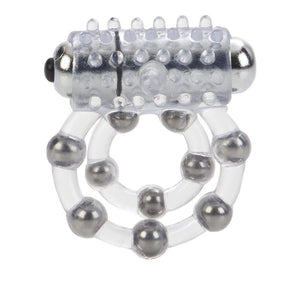 CalExotics Maximus Enhancement Vibrating Dual Cock Ring 10 Stroker Bead Penis Erection Band