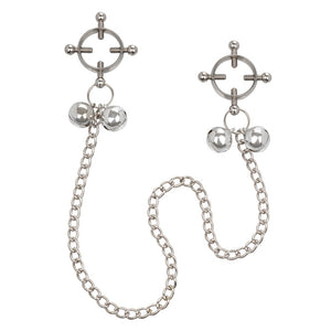CalExotics Nipple Grips 4-Point Nipple Screw Press Clamps Metal Chain Bells Fetish Play