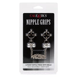 CalExotics Nipple Grips 4-Point Nipple Screw Press Clamps Metal Chain Bells Fetish Play