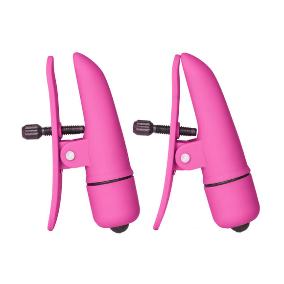 CalExotics Nipplettes Vibrating Adjustable Pink Nipple Clamps Arousal Orgasm Sex Fetish Play