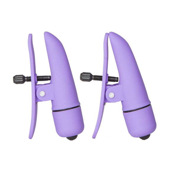 CalExotics Nipplettes Vibrating Adjustable Purple Nipple Clamps Arousal Orgasm Sex Fetish Play