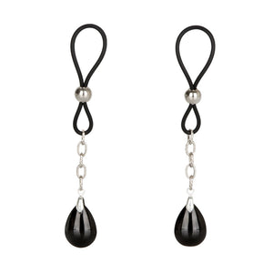 Calexotics Nipple Play Body Jewellery Black Onyx Non-Piercing Crystal Teardrop Cinch Loop Clamps