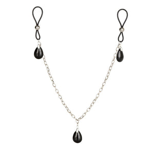 CalExotics Nipple Play Non-Piercing Adjustable Loop Chain Body Jewellery Onyx Teardrop