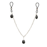 CalExotics Nipple Play Non-Piercing Adjustable Loop Chain Body Jewellery Onyx Teardrop