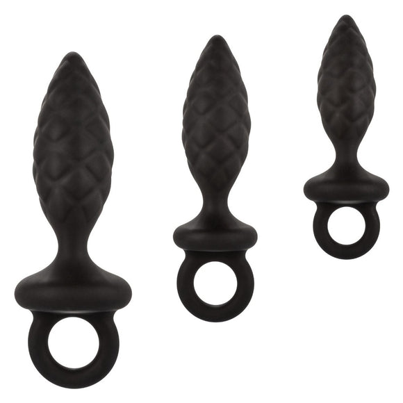Calexotics 3 Size Butt Plug Set Black Silicone Anal Sex Beginners Training Probe Play Kit