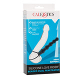 CalExotics Love Rider Black Anal Bead Strap On Dual Penetrator Dildo Couples Butt Probe Plug Sex Toy
