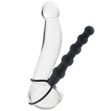 CalExotics Love Rider Black Anal Bead Strap On Dual Penetrator Dildo Couples Butt Probe Plug Sex Toy
