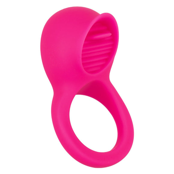 CalExotics Teasing Tongue Enhancer Pink Silicone Cock Ring 12 Speed Clitoral Vibrator USB Rechargeable Couples Sex Toy