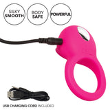 CalExotics Teasing Tongue Enhancer Pink Silicone Cock Ring 12 Speed Clitoral Vibrator USB Rechargeable Couples Sex Toy