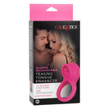 CalExotics Teasing Tongue Enhancer Pink Silicone Cock Ring 12 Speed Clitoral Vibrator USB Rechargeable Couples Sex Toy