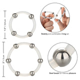 CalExotics Silicone Steel Beaded Stimulation Cock Ring Set 2 Size Penis Erection Enhancer Bands