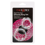 CalExotics Silicone Steel Beaded Stimulation Cock Ring Set 2 Size Penis Erection Enhancer Bands