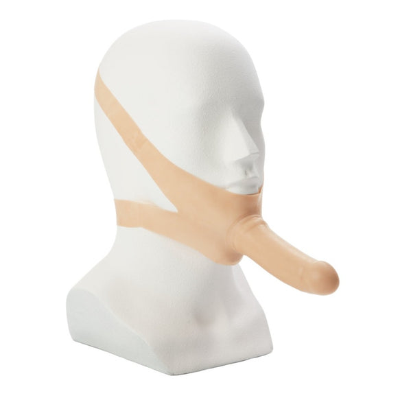 Calexotics The Accommodator Face Strap-On Dildo Ivory Latex Sex Mask Head Harness Adult Fetish Toy
