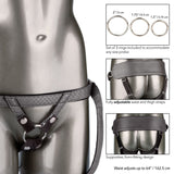 Royal Harness Crotchless Strap On Dildo Vibrating G Spot Probe 3 Ring Sex Set
