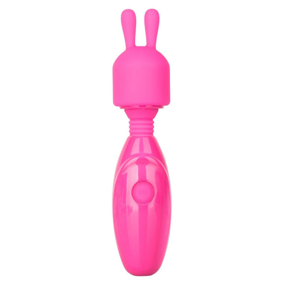 CalExotics Tiny Teasers Rechargeable Bunny Vibrator Pink Mini Rabbit Head Waterproof Travel Wand Cute Fun Sex Toy