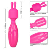 CalExotics Tiny Teasers Rechargeable Bunny Vibrator Pink Mini Rabbit Head Waterproof Travel Wand Cute Fun Sex Toy