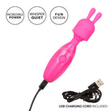 CalExotics Tiny Teasers Rechargeable Bunny Vibrator Pink Mini Rabbit Head Waterproof Travel Wand Cute Fun Sex Toy