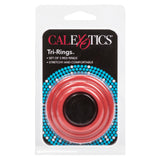 CalExotics Tri-Rings Red Cock Ring Set 3 Size Penis Erection Enhancer Bands