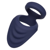 CalExotics Viceroy Perineum Dual Cock Ring Blue Silicone Penis Testicle Bands Erection Orgasm Enhancer Aid