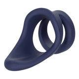 CalExotics Viceroy Perineum Dual Cock Ring Blue Silicone Penis Testicle Bands Erection Orgasm Enhancer Aid