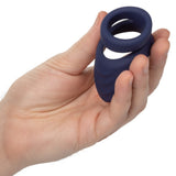 CalExotics Viceroy Perineum Dual Cock Ring Blue Silicone Penis Testicle Bands Erection Orgasm Enhancer Aid