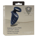 CalExotics Viceroy Perineum Dual Cock Ring Blue Silicone Penis Testicle Bands Erection Orgasm Enhancer Aid