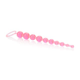 CalExotics X-10 Anal Beads 10 Graduated Size Pink Jelly Silicone Chain Balls Ring Pull Sex Toy